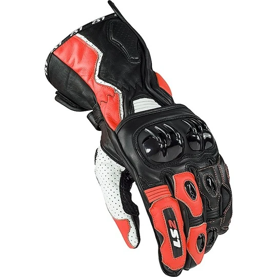 Motorcycle Leather Gloves CE Sport Ls2 SWIFT Black Red 3 Motorcycle Leather Gloves CE Sport Ls2 SWIFT Black Red