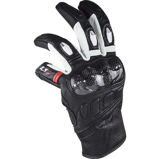 Motorcycle Leather Gloves CE Sports Ls2 SPARK White Black 5 Motorcycle Leather Gloves CE Sports Ls2 SPARK White Black - Image 3