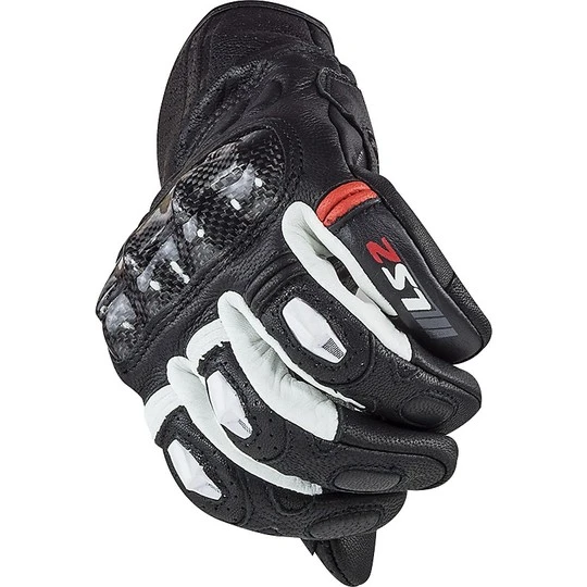 Motorcycle Leather Gloves CE Sports Ls2 SPARK White Black 7 Motorcycle Leather Gloves CE Sports Ls2 SPARK White Black - Image 5