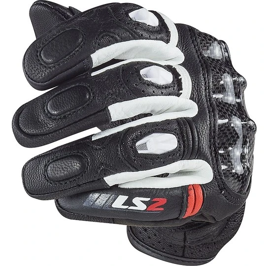 Motorcycle Leather Gloves CE Sports Ls2 SPARK White Black 9 Motorcycle Leather Gloves CE Sports Ls2 SPARK White Black - Image 7