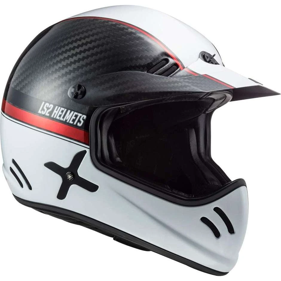 Off Road Carbon Motorcycle Helmet Ls2 MX471 XTRA C Yard White Red 5 Off Road Carbon Motorcycle Helmet Ls2 MX471 XTRA C Yard White Red - Image 3