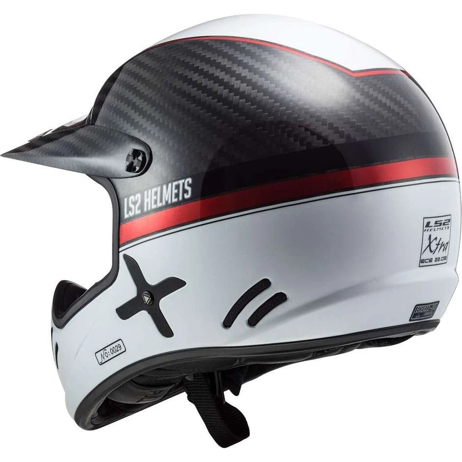 Off Road Carbon Motorcycle Helmet Ls2 MX471 XTRA C Yard White Red 6 Off Road Carbon Motorcycle Helmet Ls2 MX471 XTRA C Yard White Red - Image 4