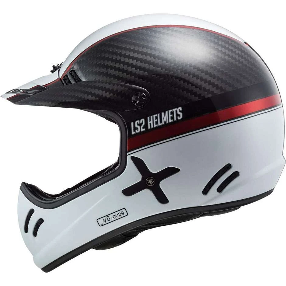 Off Road Carbon Motorcycle Helmet Ls2 MX471 XTRA C Yard White Red 9 Off Road Carbon Motorcycle Helmet Ls2 MX471 XTRA C Yard White Red - Image 7