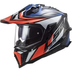 Off Road Motorcycle Tourism Helmet In Carbon Ls2 MX701 Explorer C FOCUS Blue White Red