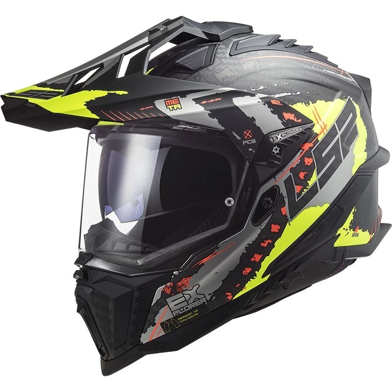 Off Road Touring Motorcycle Helmet In Carbon Ls2 MX701 Explorer C Extend Matt Fluo Yellow 3 Off Road Touring Motorcycle Helmet In Carbon Ls2 MX701 Explorer C Extend Matt Fluo Yellow