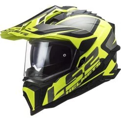 Off Road Touring Motorcycle Helmet In HPCF Ls2 MX701 Explorer ALTER Matt Black Fluo Yellow