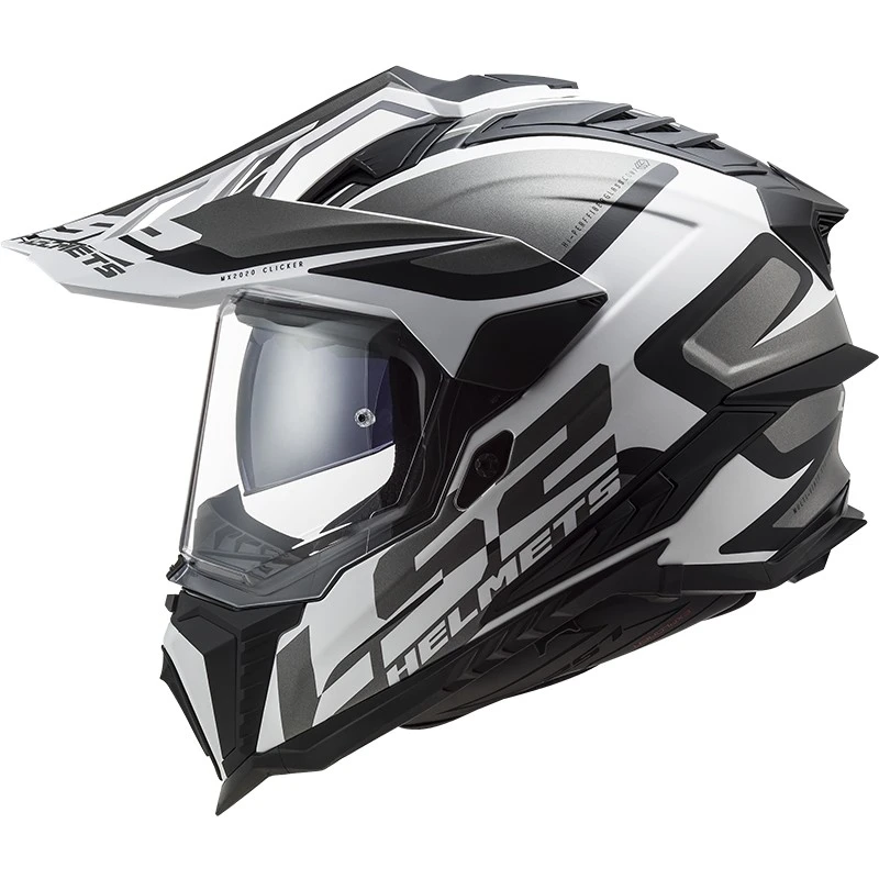 Off Road Touring Motorcycle Helmet In HPCF Ls2 MX701 Explorer ALTER Matt Black White 4 Off Road Touring Motorcycle Helmet In HPCF Ls2 MX701 Explorer ALTER Matt Black White - Image 2