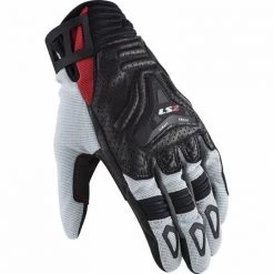 Summer Motorcycle Gloves In Leather And Fabric Ls2 All Terrain Black Gray Red